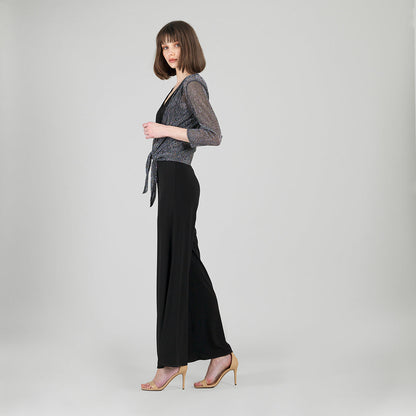 Clara Sunwoo Best Seller - Sheer Shimmer - Modern Tie Front Cardigan - Silver - Limited Sizes