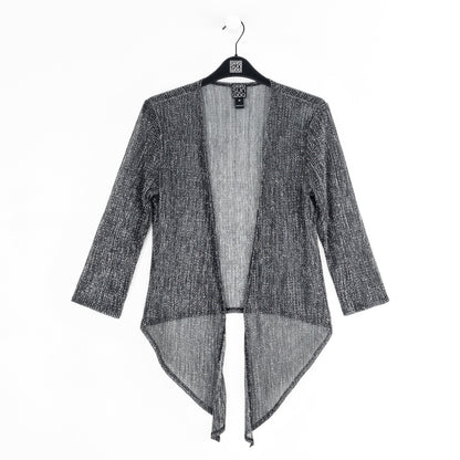 Clara Sunwoo Best Seller - Sheer Shimmer - Modern Tie Front Cardigan - Silver - Limited Sizes