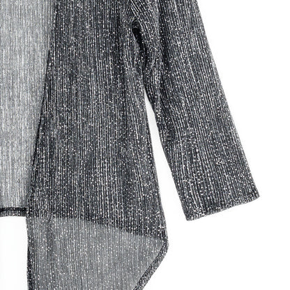 Clara Sunwoo Best Seller - Sheer Shimmer - Modern Tie Front Cardigan - Silver - Limited Sizes