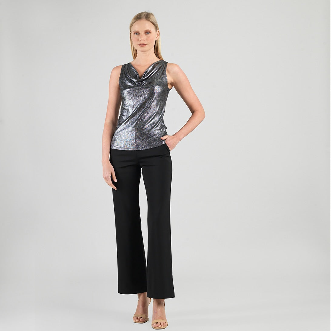 Clara Sunwoo Smart Buy - Metallic Shimmer - Cowl Neck Draped Tank - Gunmetal - Final Sale