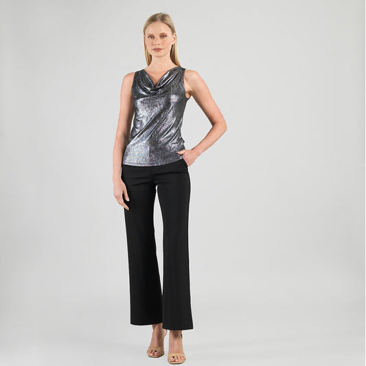 Clara Sunwoo Smart Buy - Metallic Shimmer - Cowl Neck Draped Tank - Gunmetal - Final Sale