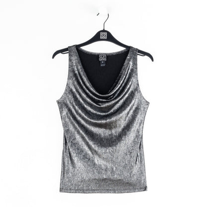 Clara Sunwoo Smart Buy - Metallic Shimmer - Cowl Neck Draped Tank - Gunmetal - Final Sale