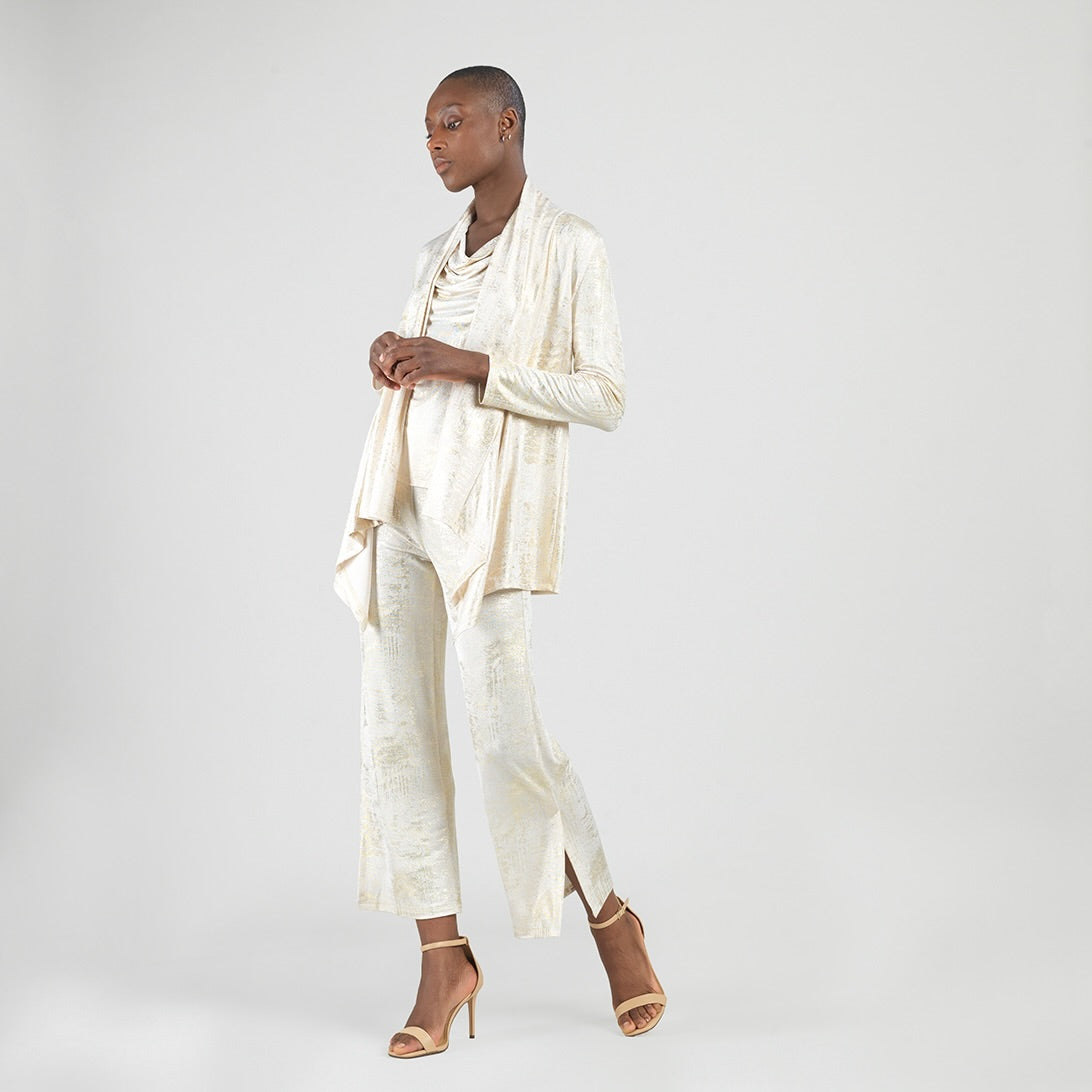 Clara Sunwoo Deals - Foil Sheen - Drape Tunic Cardigan - Champagne - Final Sale