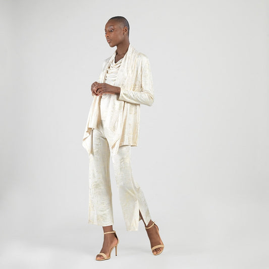 Clara Sunwoo Deals - Foil Sheen - Drape Tunic Cardigan - Champagne - Final Sale