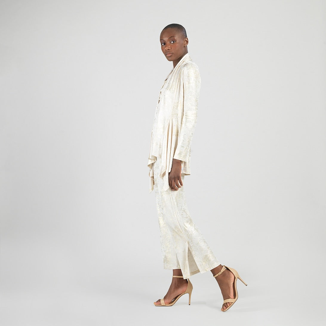 Clara Sunwoo Deals - Foil Sheen - Drape Tunic Cardigan - Champagne - Final Sale