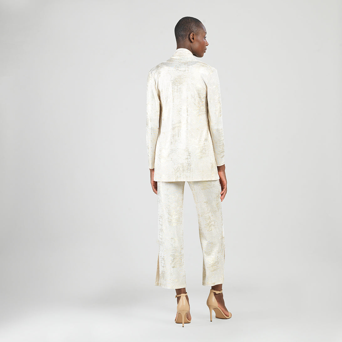 Clara Sunwoo Deals - Foil Sheen - Drape Tunic Cardigan - Champagne - Final Sale