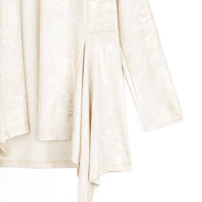 Clara Sunwoo Deals - Foil Sheen - Drape Tunic Cardigan - Champagne - Final Sale