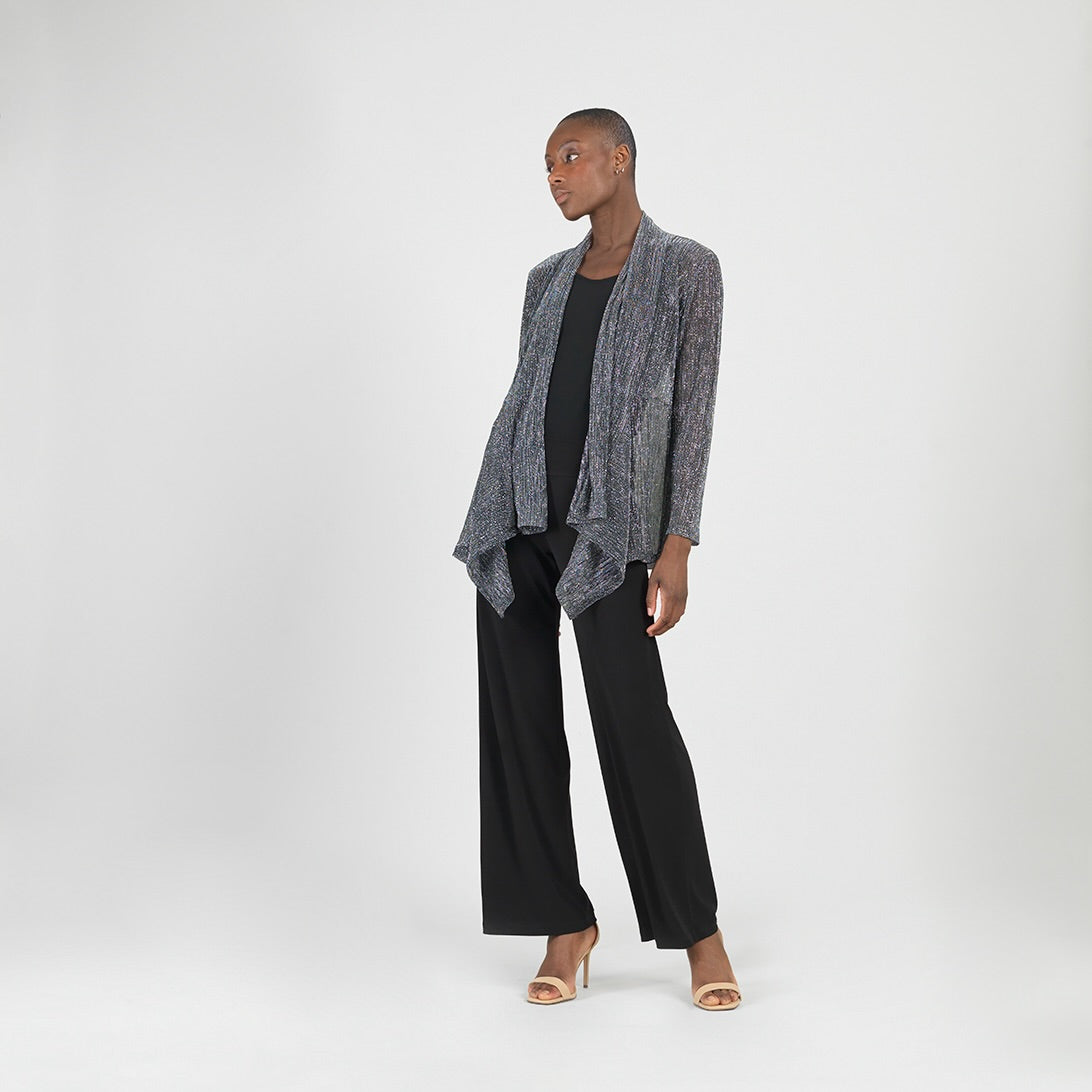 Clara Sunwoo Best Seller - Sheer Shimmer - Drape Tunic Cardigan - Silver - Final Sale