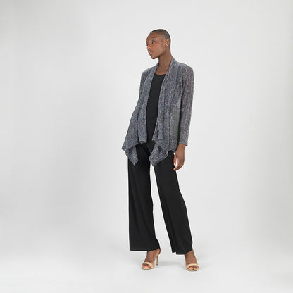 Clara Sunwoo Best Seller - Sheer Shimmer - Drape Tunic Cardigan - Silver - Final Sale