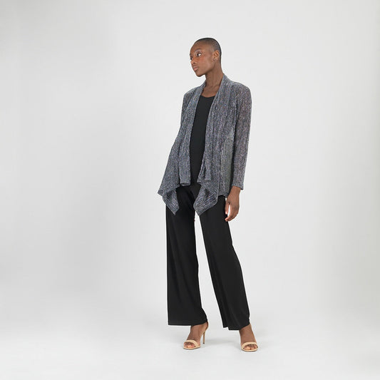 Clara Sunwoo Best Seller - Sheer Shimmer - Drape Tunic Cardigan - Silver - Final Sale