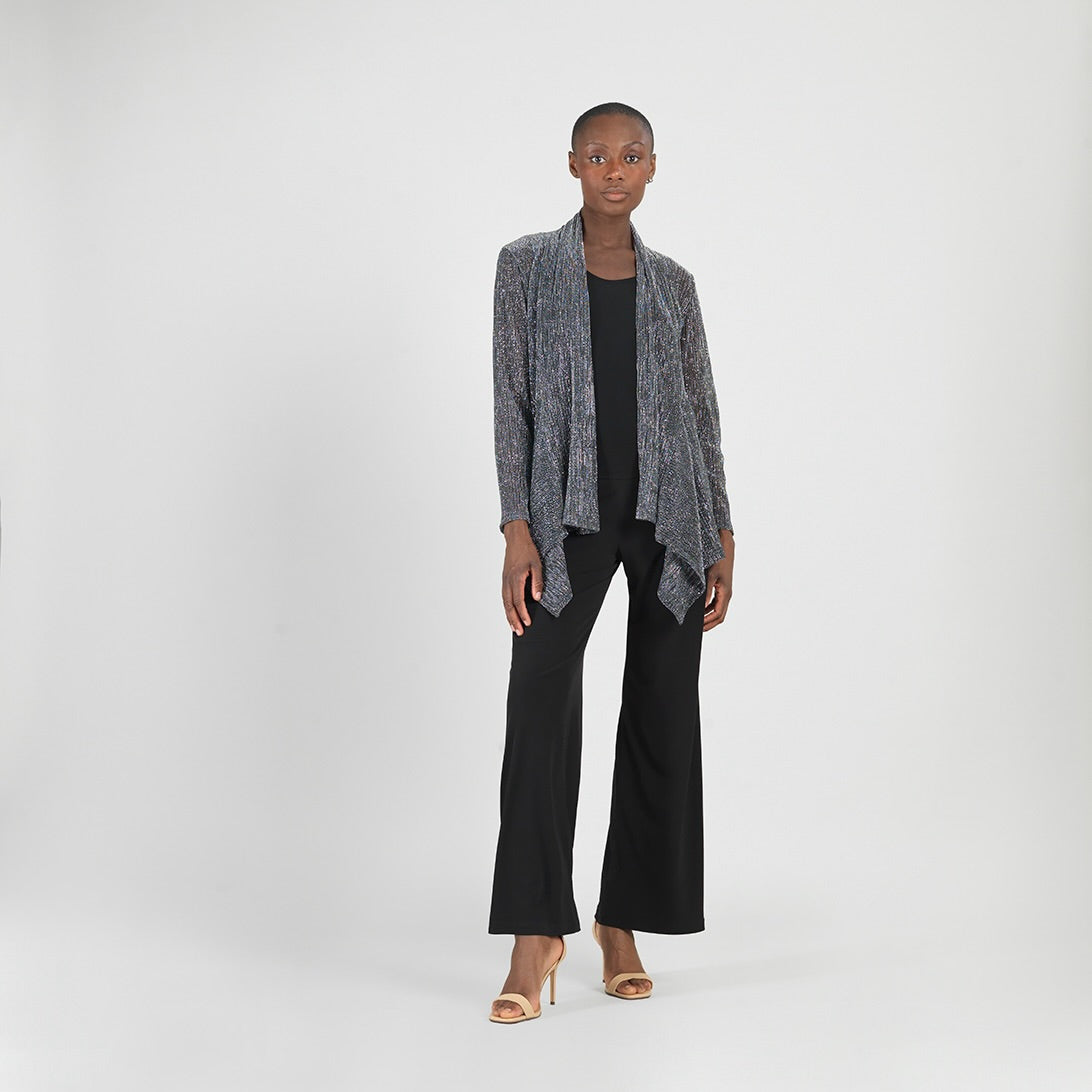 Clara Sunwoo Best Seller - Sheer Shimmer - Drape Tunic Cardigan - Silver - Final Sale