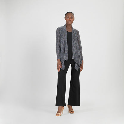Clara Sunwoo Best Seller - Sheer Shimmer - Drape Tunic Cardigan - Silver - Final Sale