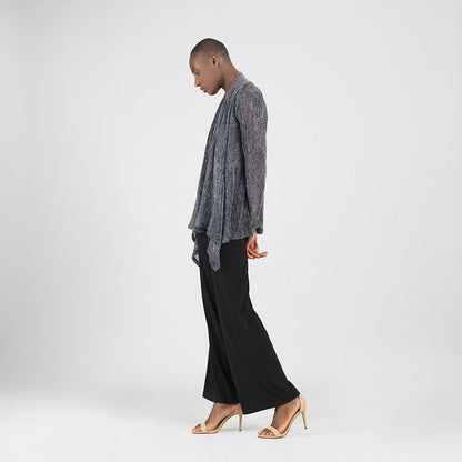 Clara Sunwoo Best Seller - Sheer Shimmer - Drape Tunic Cardigan - Silver - Final Sale