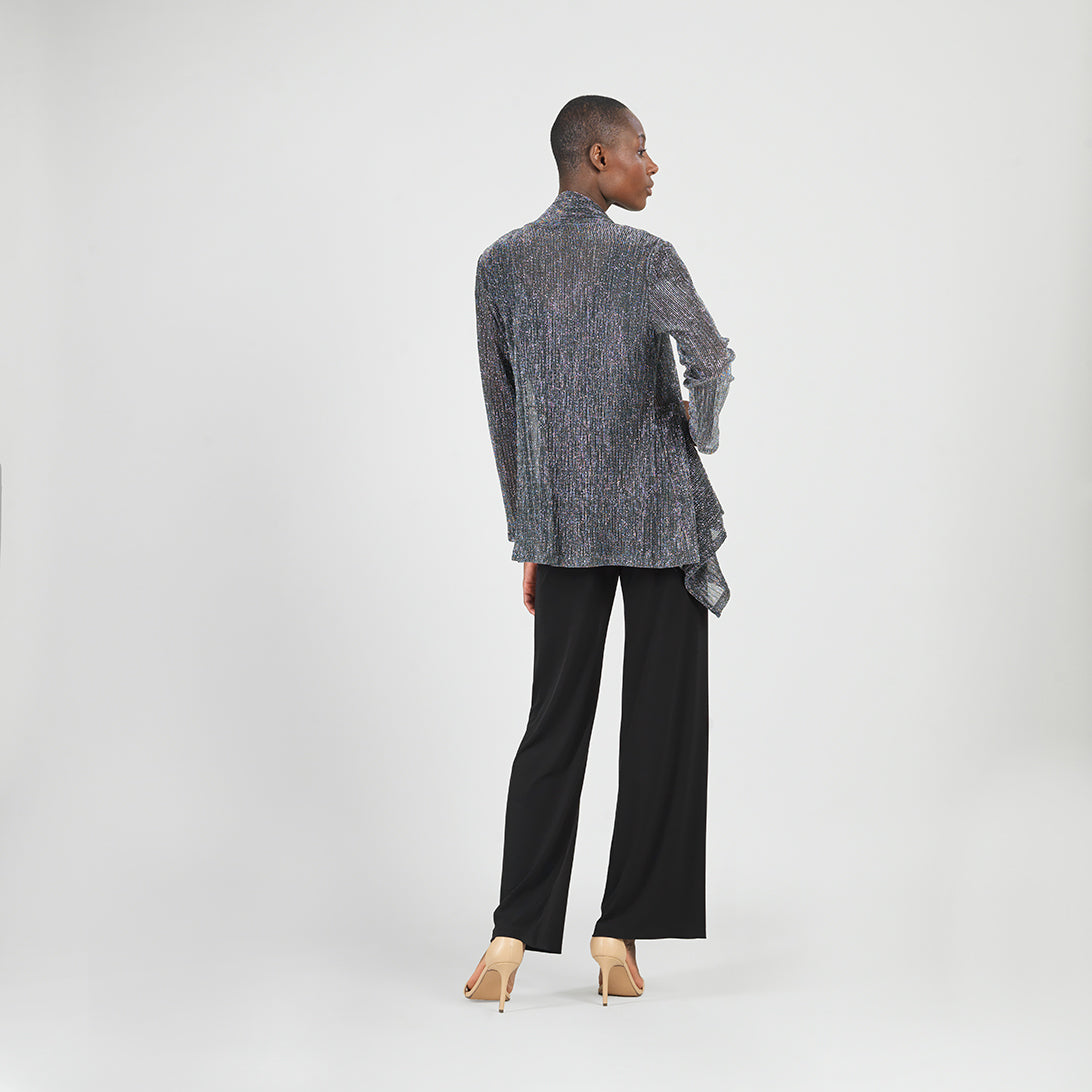 Clara Sunwoo Best Seller - Sheer Shimmer - Drape Tunic Cardigan - Silver - Final Sale
