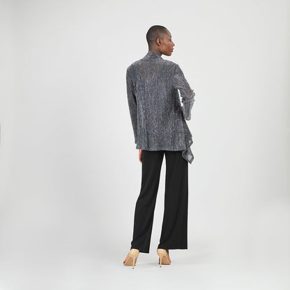 Clara Sunwoo Best Seller - Sheer Shimmer - Drape Tunic Cardigan - Silver - Final Sale