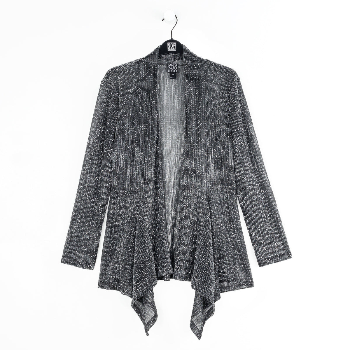 Clara Sunwoo Best Seller - Sheer Shimmer - Drape Tunic Cardigan - Silver - Final Sale