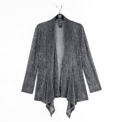 Clara Sunwoo Best Seller - Sheer Shimmer - Drape Tunic Cardigan - Silver - Final Sale