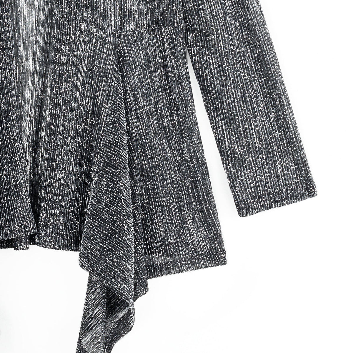 Clara Sunwoo Best Seller - Sheer Shimmer - Drape Tunic Cardigan - Silver - Final Sale