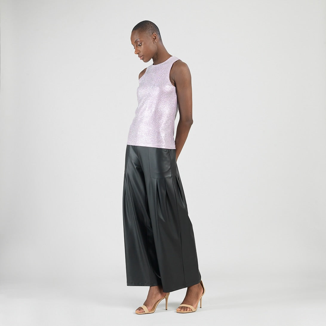 Clara Sunwoo Customer Favorite - Glitter Foil - Jewel Neck Tank - Pink - Final Sale