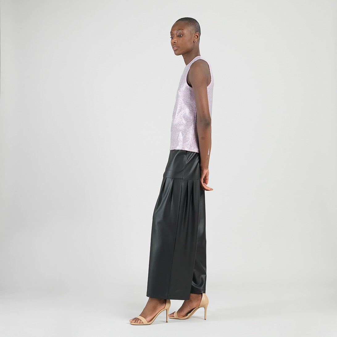 Clara Sunwoo Customer Favorite - Glitter Foil - Jewel Neck Tank - Pink - Final Sale
