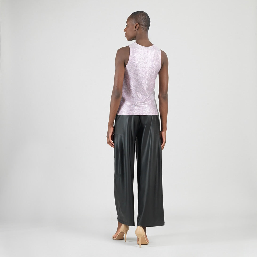 Clara Sunwoo Customer Favorite - Glitter Foil - Jewel Neck Tank - Pink - Final Sale