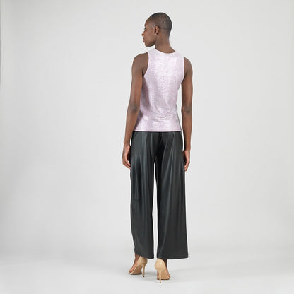 Clara Sunwoo Customer Favorite - Glitter Foil - Jewel Neck Tank - Pink - Final Sale