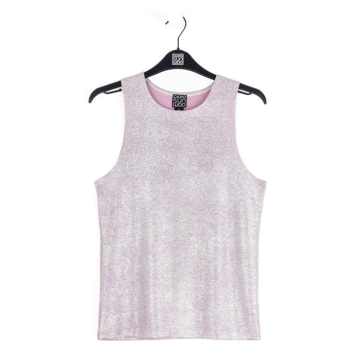 Clara Sunwoo Customer Favorite - Glitter Foil - Jewel Neck Tank - Pink - Final Sale