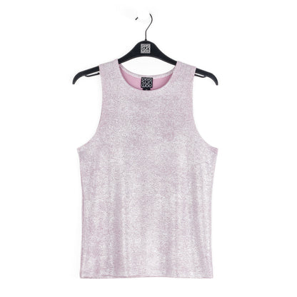 Clara Sunwoo Customer Favorite - Glitter Foil - Jewel Neck Tank - Pink - Final Sale