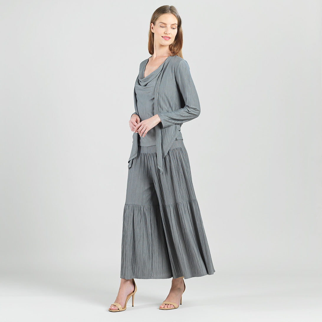 Clara Sunwoo Premium - Soft Pleat Knit - 2pc Cardigan & Cowl Tank Twinset - Olive - Final Sale
