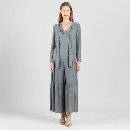 Clara Sunwoo Premium - Soft Pleat Knit - 2pc Cardigan & Cowl Tank Twinset - Olive - Final Sale