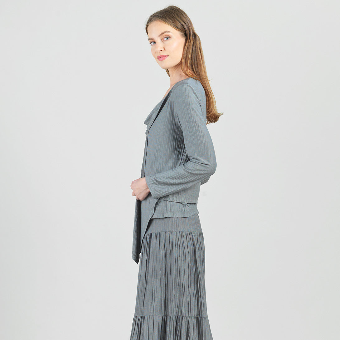Clara Sunwoo Premium - Soft Pleat Knit - 2pc Cardigan & Cowl Tank Twinset - Olive - Final Sale