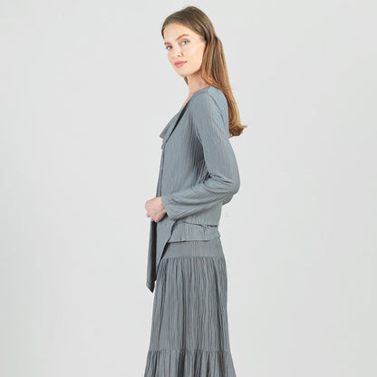 Clara Sunwoo Premium - Soft Pleat Knit - 2pc Cardigan & Cowl Tank Twinset - Olive - Final Sale