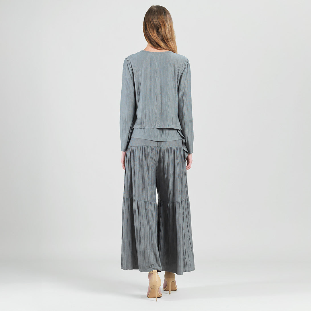 Clara Sunwoo Premium - Soft Pleat Knit - 2pc Cardigan & Cowl Tank Twinset - Olive - Final Sale
