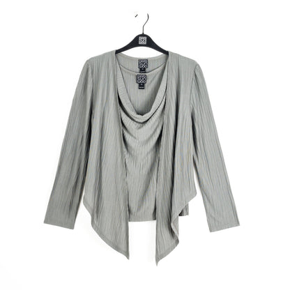 Clara Sunwoo Premium - Soft Pleat Knit - 2pc Cardigan & Cowl Tank Twinset - Olive - Final Sale