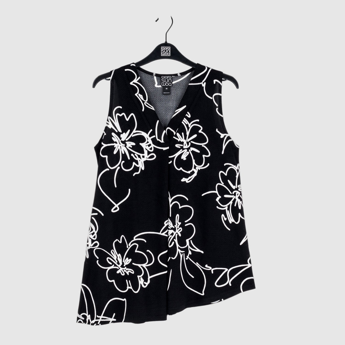 Clara Sunwoo Best Price - Crepe Knit - Asymmetrical Tunic Tank - Blossom Sketch - Final Sale