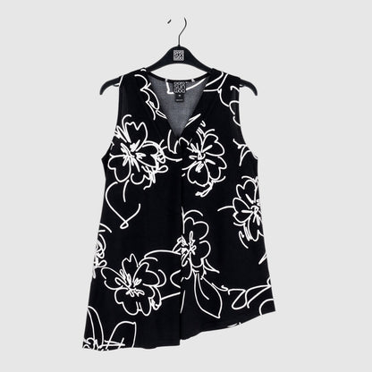 Clara Sunwoo Best Price - Crepe Knit - Asymmetrical Tunic Tank - Blossom Sketch - Final Sale