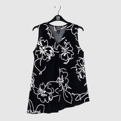 Clara Sunwoo Best Price - Crepe Knit - Asymmetrical Tunic Tank - Blossom Sketch - Final Sale
