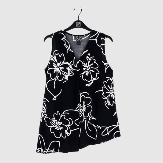 Clara Sunwoo Best Price - Crepe Knit - Asymmetrical Tunic Tank - Blossom Sketch - Final Sale