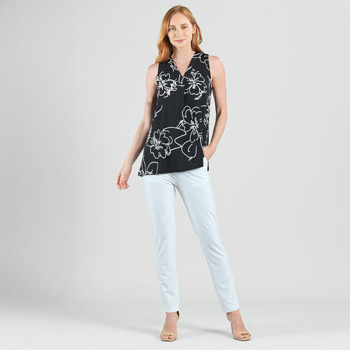 Clara Sunwoo Best Price - Crepe Knit - Asymmetrical Tunic Tank - Blossom Sketch - Final Sale