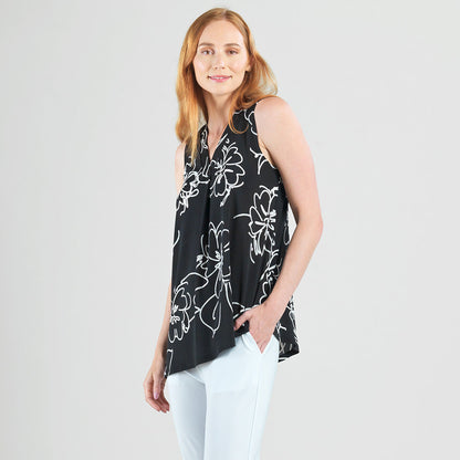Clara Sunwoo Best Price - Crepe Knit - Asymmetrical Tunic Tank - Blossom Sketch - Final Sale
