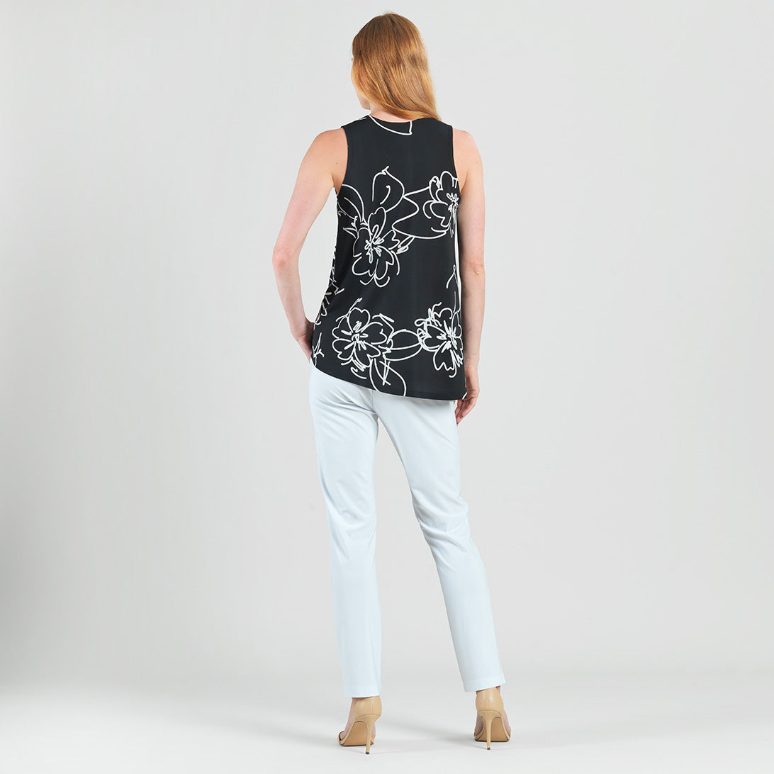 Clara Sunwoo Best Price - Crepe Knit - Asymmetrical Tunic Tank - Blossom Sketch - Final Sale