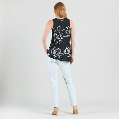 Clara Sunwoo Best Price - Crepe Knit - Asymmetrical Tunic Tank - Blossom Sketch - Final Sale