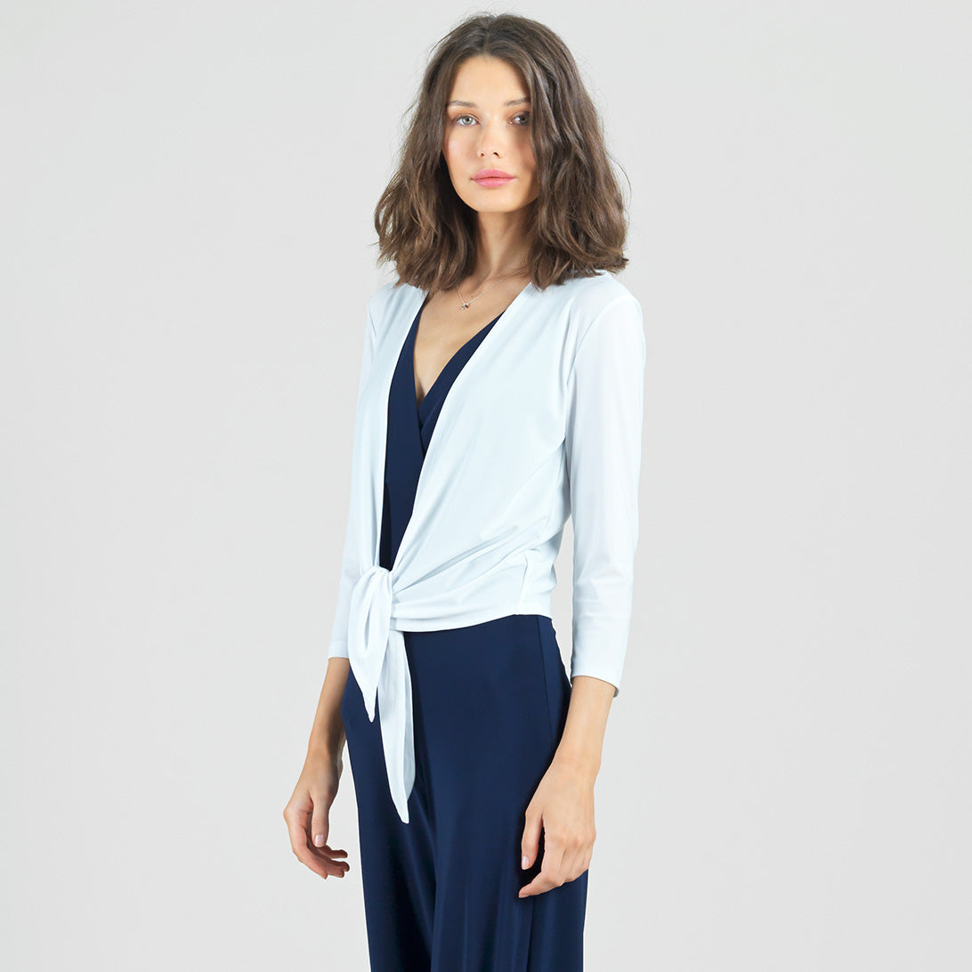 Clara Sunwoo Value - Modern Tie Front Cardigan - White