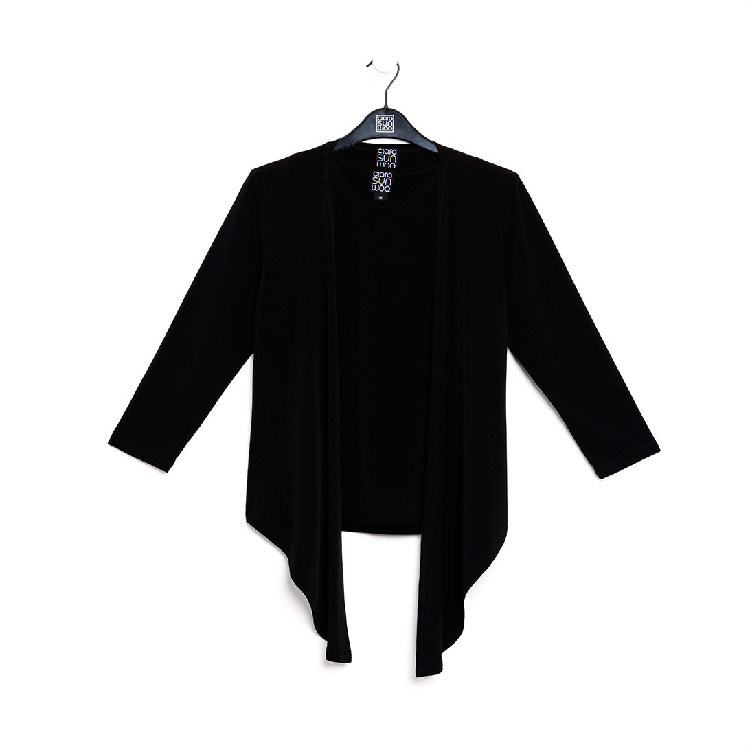 Clara Sunwoo Smart Buy - Modern Tie Front Cardigan - Black