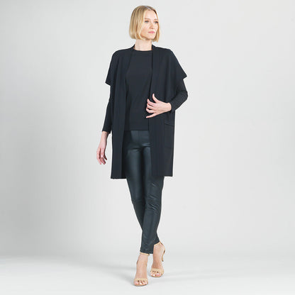 Clara Sunwoo New - Ponte Knit - Cap Sleeve Pocket Vest - Black - Final Sale