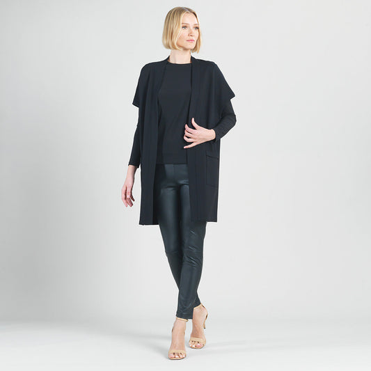 Clara Sunwoo New - Ponte Knit - Cap Sleeve Pocket Vest - Black - Final Sale