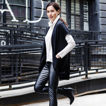 Clara Sunwoo New - Ponte Knit - Cap Sleeve Pocket Vest - Black - Final Sale