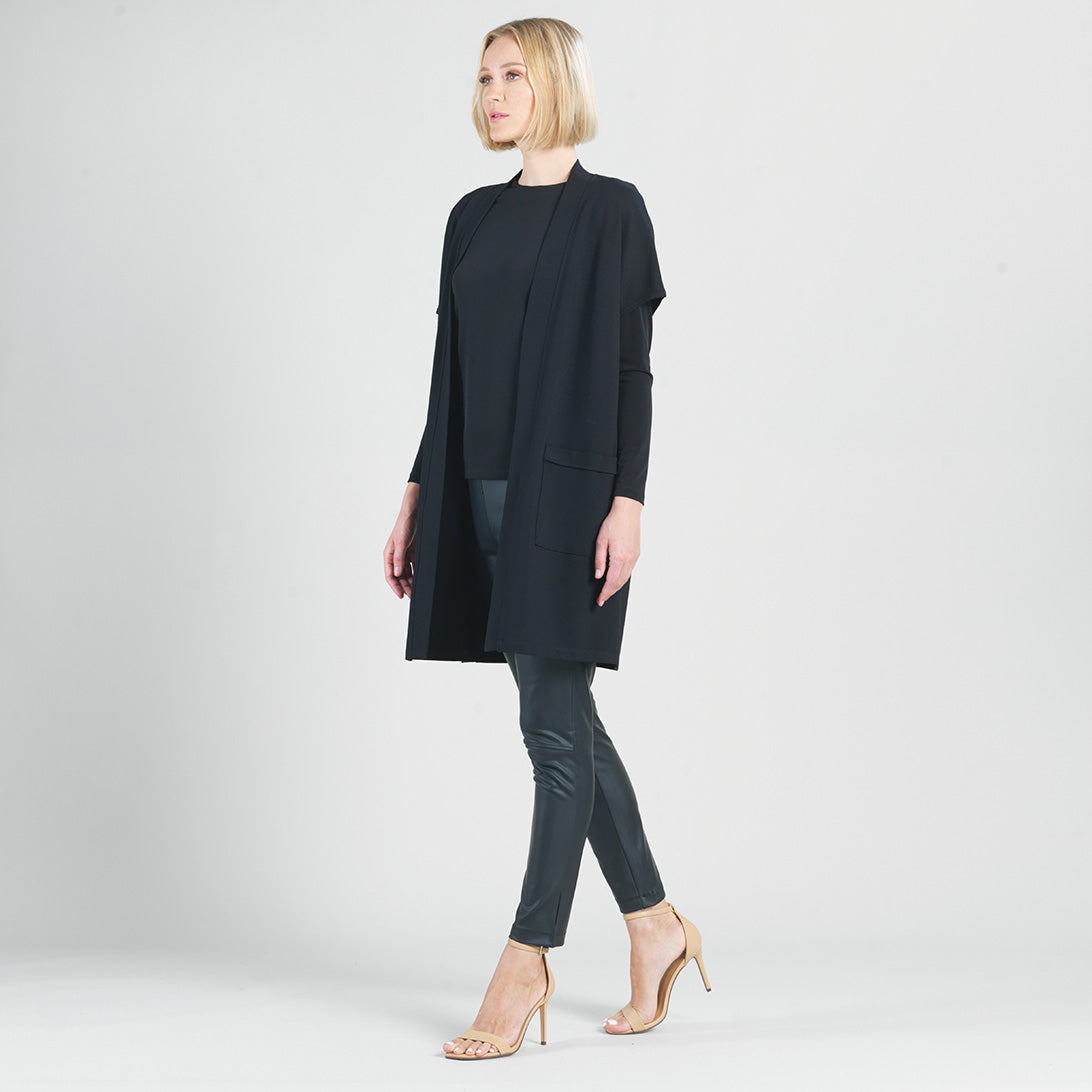 Clara Sunwoo New - Ponte Knit - Cap Sleeve Pocket Vest - Black - Final Sale