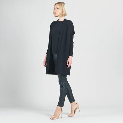 Clara Sunwoo New - Ponte Knit - Cap Sleeve Pocket Vest - Black - Final Sale