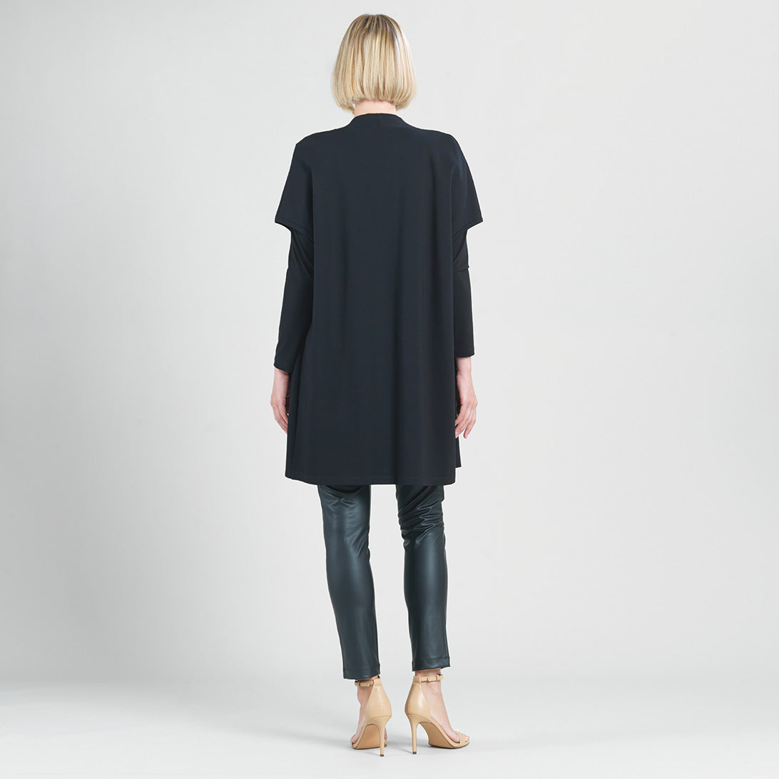 Clara Sunwoo New - Ponte Knit - Cap Sleeve Pocket Vest - Black - Final Sale